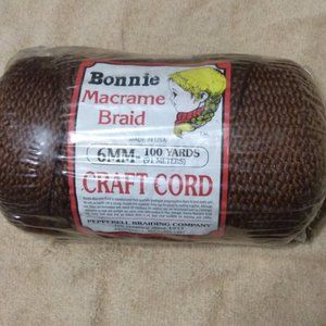 brown Bonnie Macrame Braid Craft Cord, 91meters, Brown, new